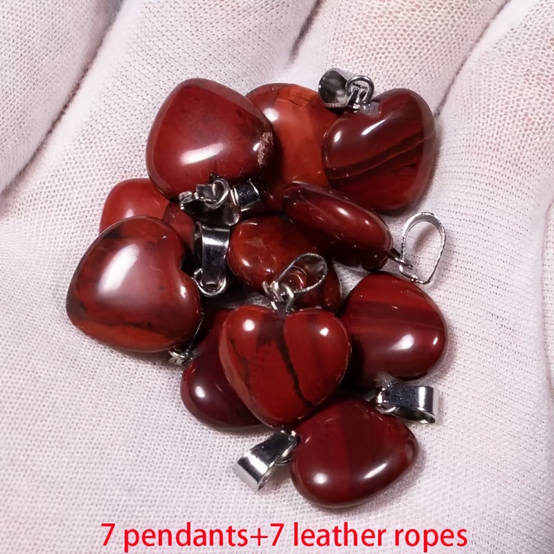 Natural Stone Heart-Shaped Pendant Set for DIY